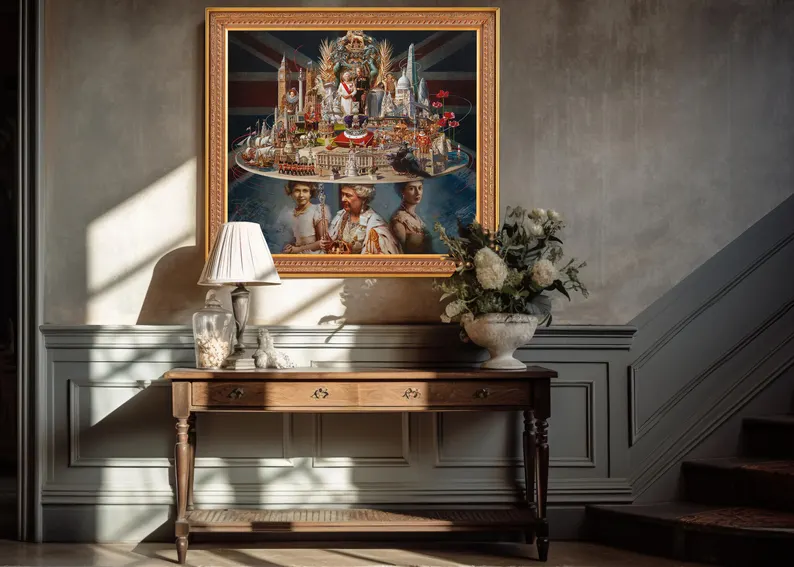 Signed Limited Edition Queen Elizabeth II Canvas Print, Oleg Turchin (100x94 cm)
