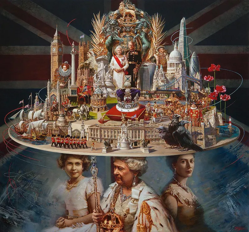 Signed Limited Edition Queen Elizabeth II Canvas Print, Oleg Turchin (100x94 cm) - Image 3