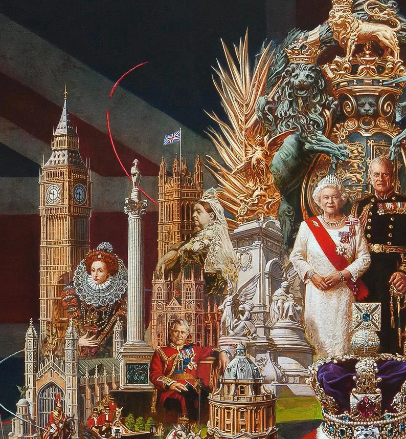 Signed Limited Edition Queen Elizabeth II Canvas Print, Oleg Turchin (100x94 cm) - Image 2