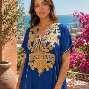 Alternative view of Moroccan Gandoura marrakech for Women Elegant Embroidered Kaftan Dress – Handmade Caftan Loose Maxi Dress – summer caftan dress for her